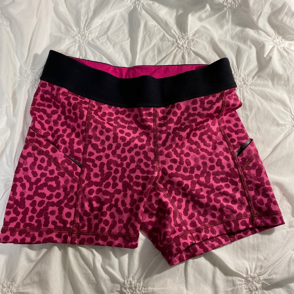 Pink lululemon bike shorts